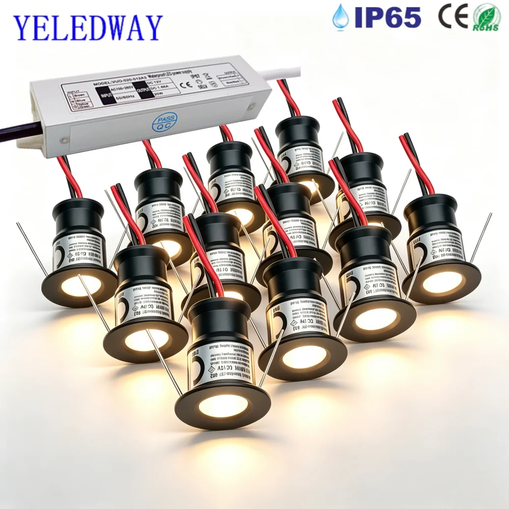 Small Spotlight Recessed Mini LED Light for Home Kitchen Bedroom Cabinet Decoration 1W Ceiling Downlight 12V Step Stair Lighting