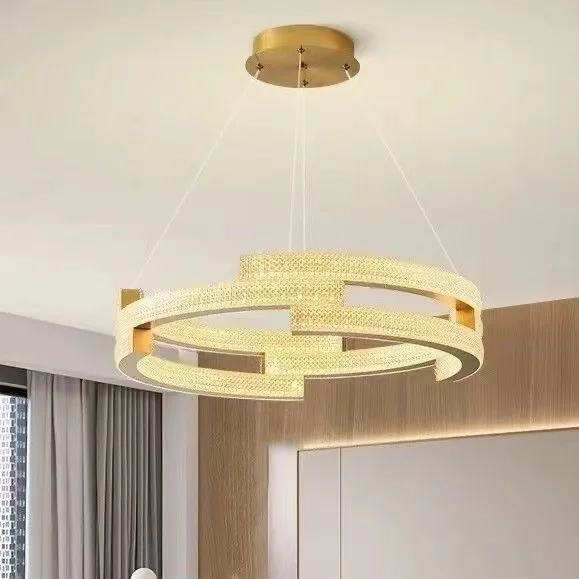

Light luxury living room chandelier, post-modern minimalist designer high-end restaurant main light, creative personality ring