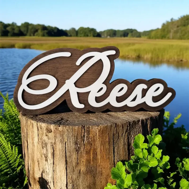 Custom Name Wooden Sign, Personalized 3D Layered Cutout Name Plaque, Rustic Custom Name Wood Sign for Wall Decor Keepsake Gift