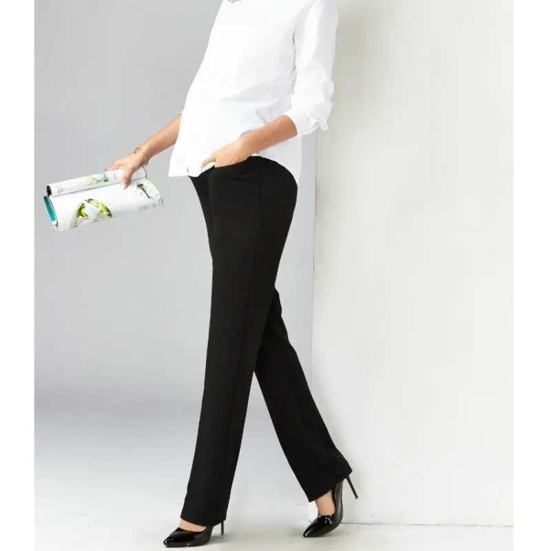 maternity-pants-over-the-belly-seamless-stretch-work-pants-dual-length-pregnancy-office-dress-pants-with-pockets-한국-임부복