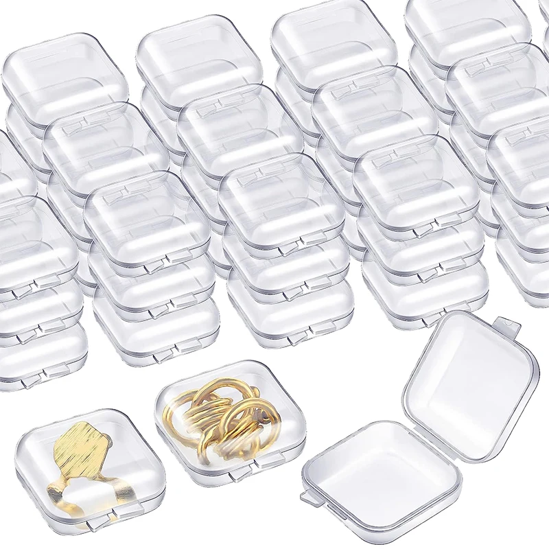 

1-30Pcs Mini Clear Plastic Jewelry Storage Containers Case Portable Small Transparent Square Box DIY Arts Crafts Beads Organizer