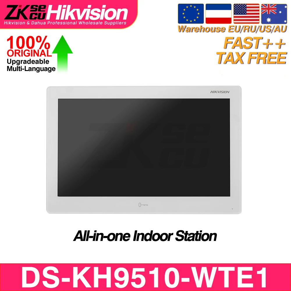 Hikvision Original DS-KH9510-WTE1 Android Video Intercom Station Indoor 10.1Inch Colorful Touch Screen Standard POE WIFI Monitor