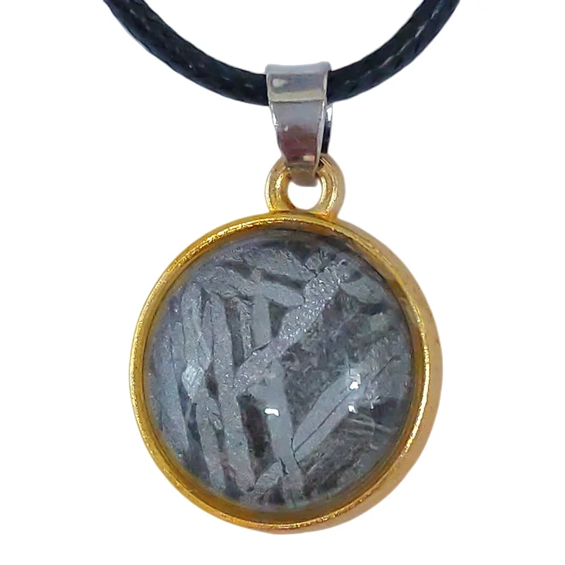 Natural Meteorite Material Pendant Muonionalusta Sky Iron Inlaid Meteorite Necklace Jewelry Iron Meteorite Specimen