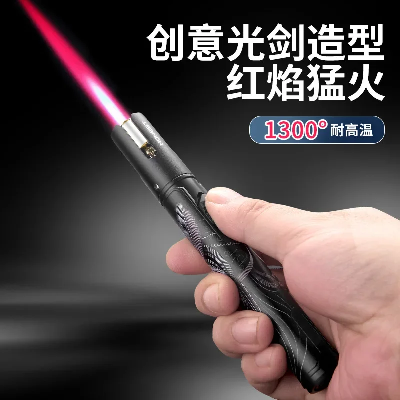 New High-value Lightsaber Shaped Lighter Outdoor Windproof Straight Forward Lighter Portable Barbecue Baking Tool Smoking Gift