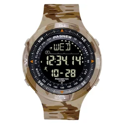 Orologio digitale militare impermeabile Bussola da uomo Diver Orologio elettronico da ragazzo Orologio da polso sportivo multifunzione da esterno di grandi dimensioni da uomo