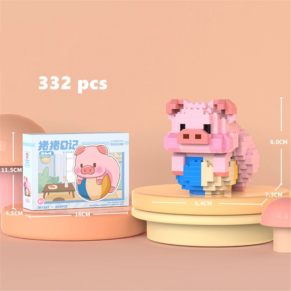 สร้างสรรค์สัตว์น่ารักหมู Building Blocks ชุด 3D มินิอิฐตัวเลขของเล่นสําหรับเด็กประกอบอิฐของเล่นเด็กชายและเด็กหญิงของขวัญ