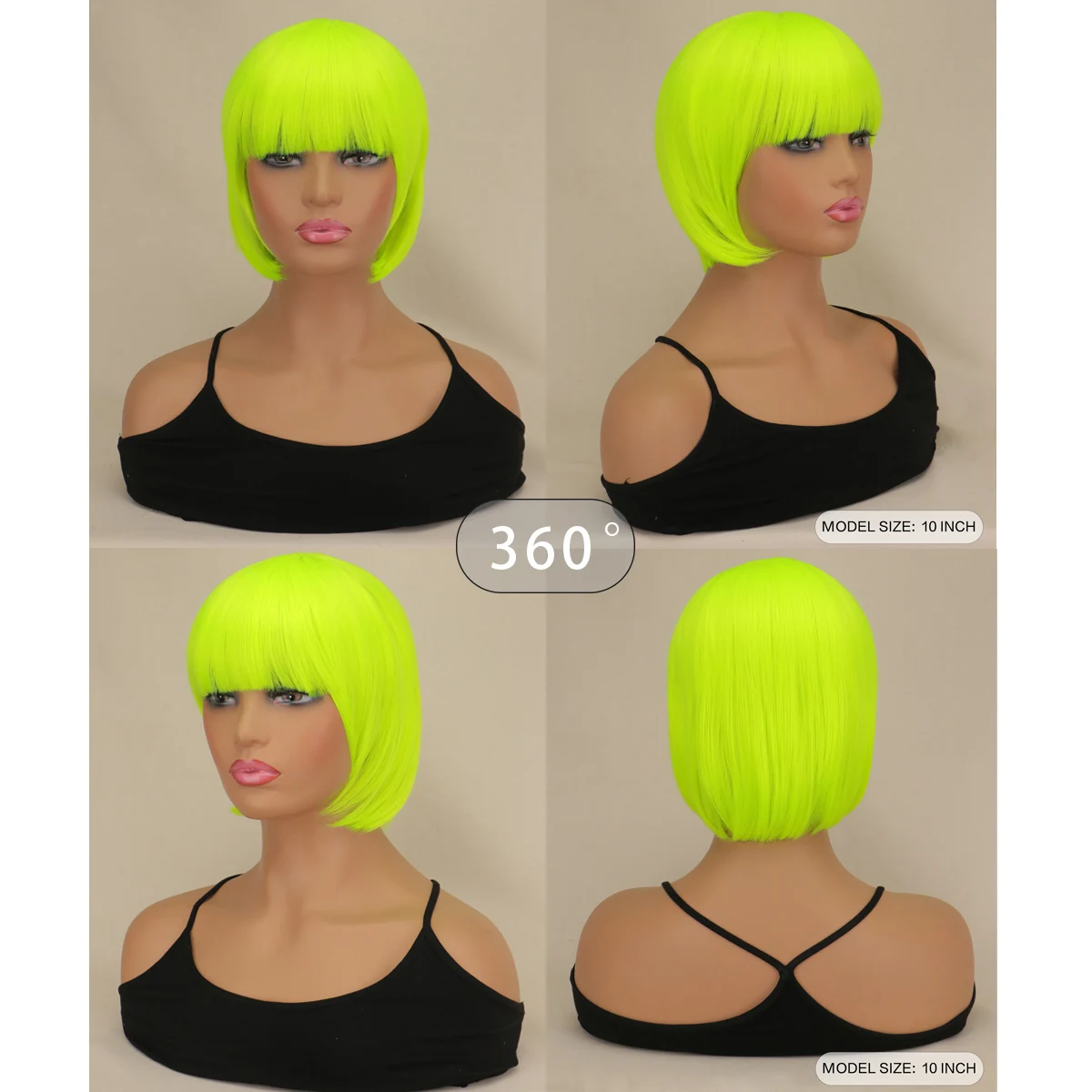 QQXCAIW Parrucca da festa Bob per cosplay con capelli sintetici neri corti e lisci per parrucche per costumi da donna