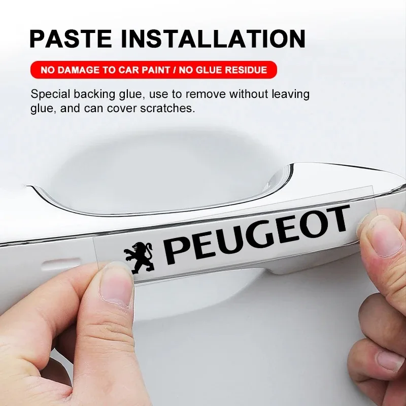 Car Door Handle Bowl Rearview Mirror Wiper Stickers 4Pcs Exterior Decorative Decals For Peugeot 208 2008 308 3008 5008 408 508