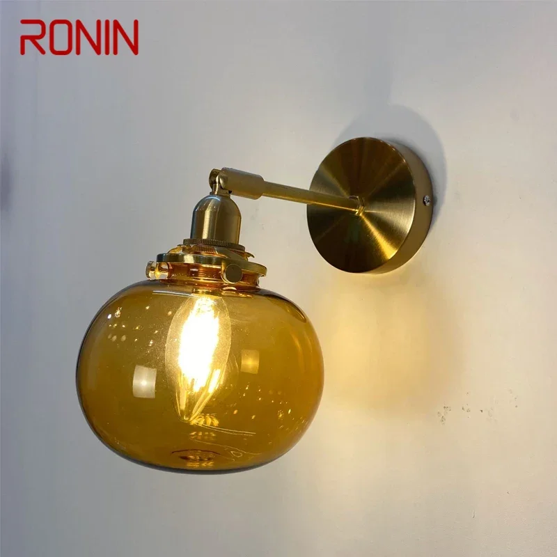 

RONIN Nordic Brass Wall Lamp Indoor Living Room Bedroom Bedside Lamp Modern Hotel Corridor Hallway Wall Lamp