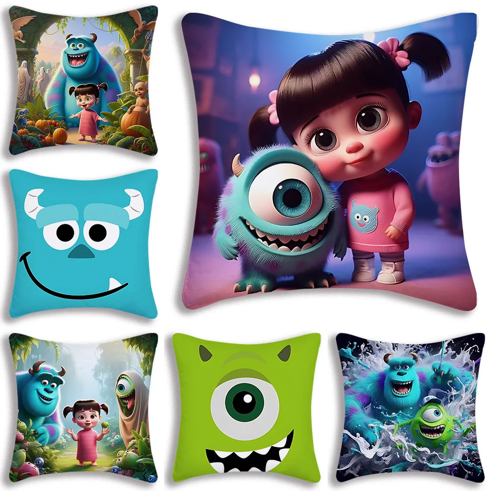 

Anime Monsters, Inc Pillow Covers Cartoon Disneys Sofa Decorative Home Double-sided Printing Short Plush Cute Cushion Cover