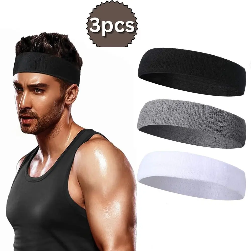 

3Pcs/Set Fashion Moisture Wicking Sports Headband Elastic Solid Color Yoga Headband Sweat Absorbing Gym Sweatband Running