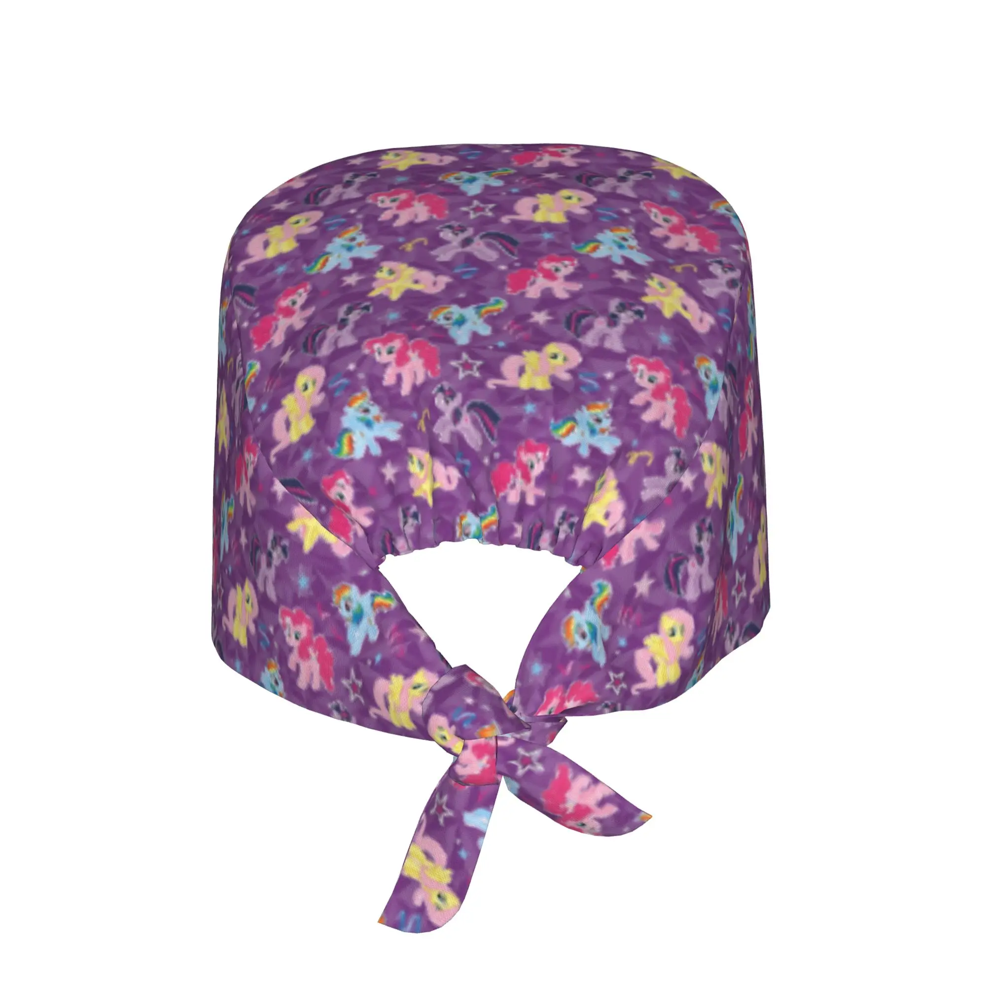 P-Ponyed Anime Breathable Nursing Work Cap Surgical Scrub Caps Unisex Nurse Medical Cap Rainbow Dash Work Scrubs Hat