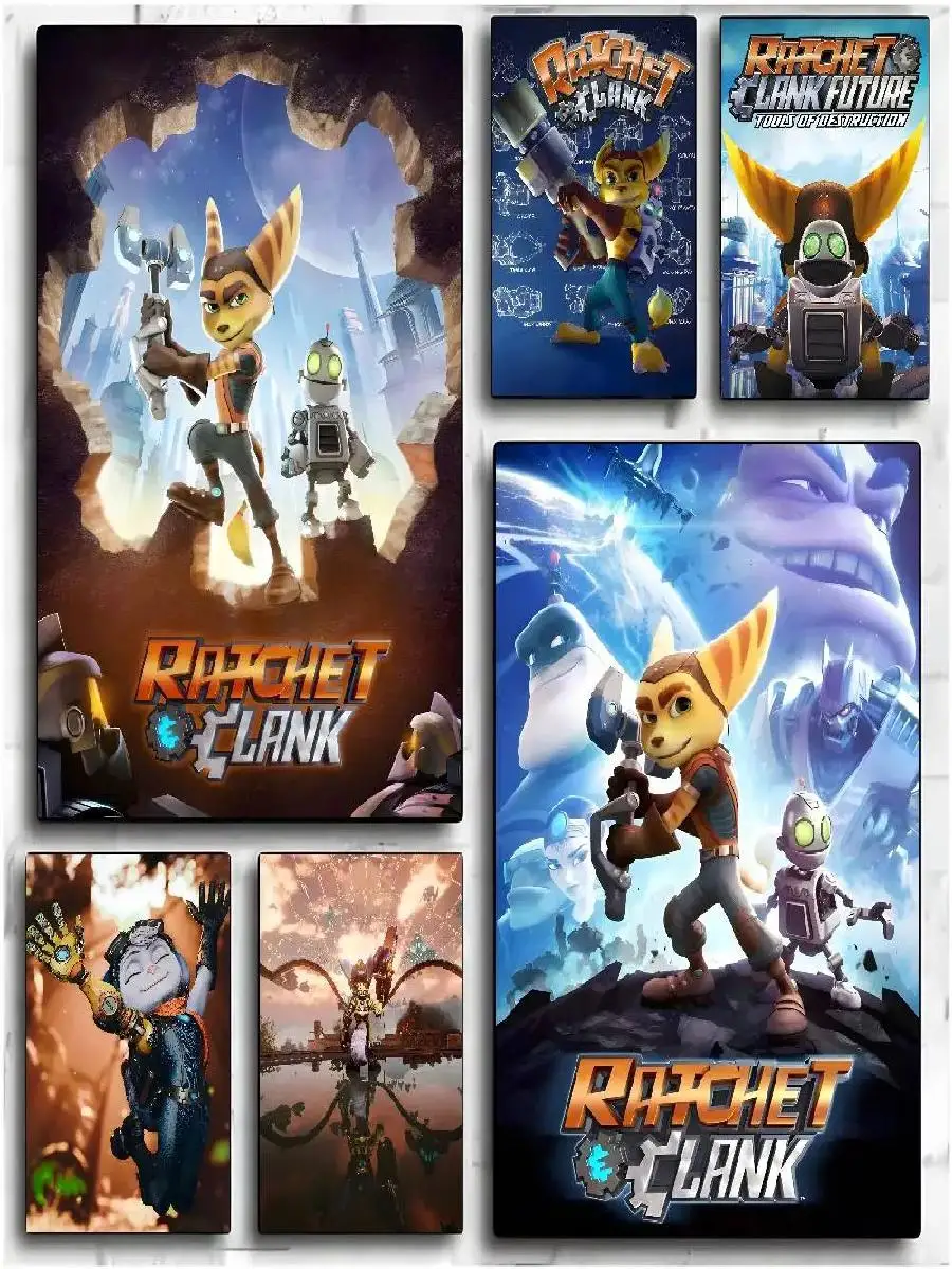 Ratchet and Clank Shooter Game Poster HD Art Waterproof Wall Sticker for Living Room Bedroom Home Decor Aesthetic Design