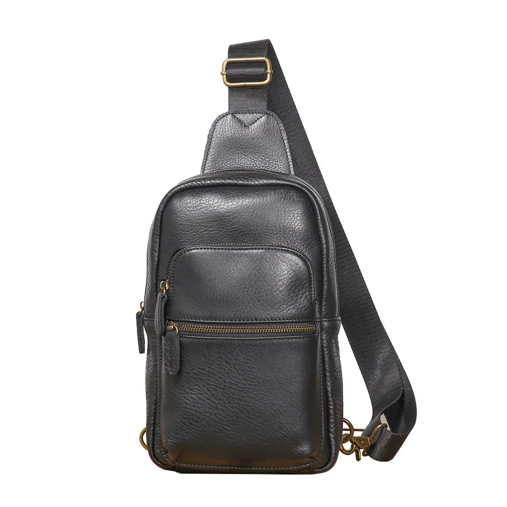 Convertible Top-Grain Cowhide Crossbody Bag Trendy Chest to Waist Pack, Spacious Outdoor-Ready Sling Bag