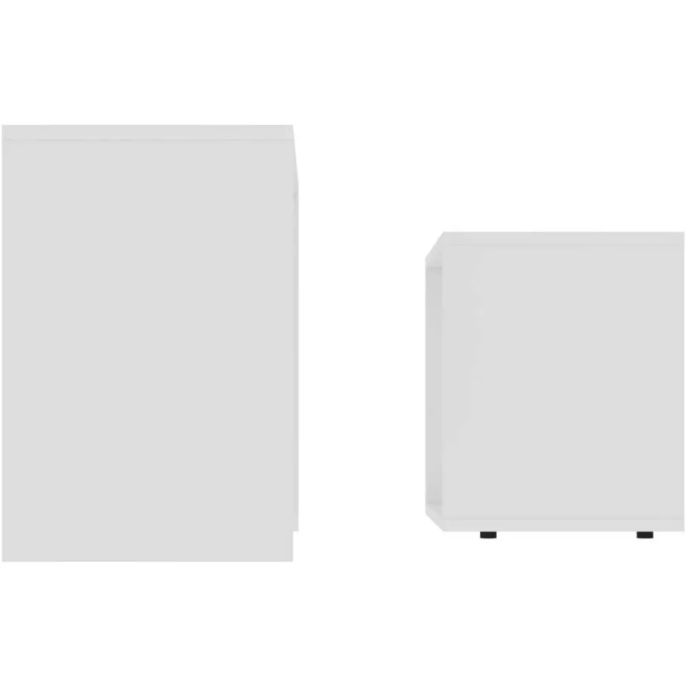 Modern 2-Piece Coffee Table Set with Storage, Nesting Tables, White, Living Room Furniture