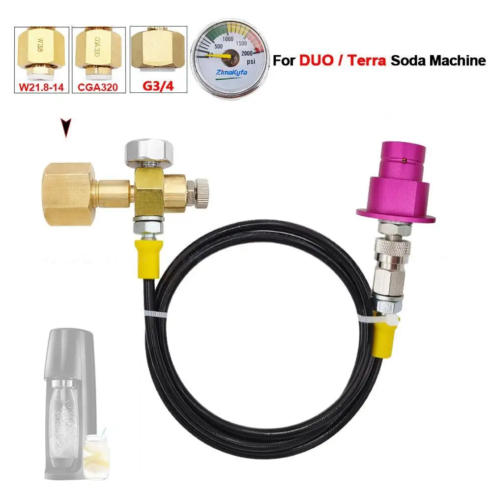 

Quick Connect Art To External Co2 Tank Adapter Hose Kit W21.8-14 Or CGA320 With Gauge Quick Disconnect