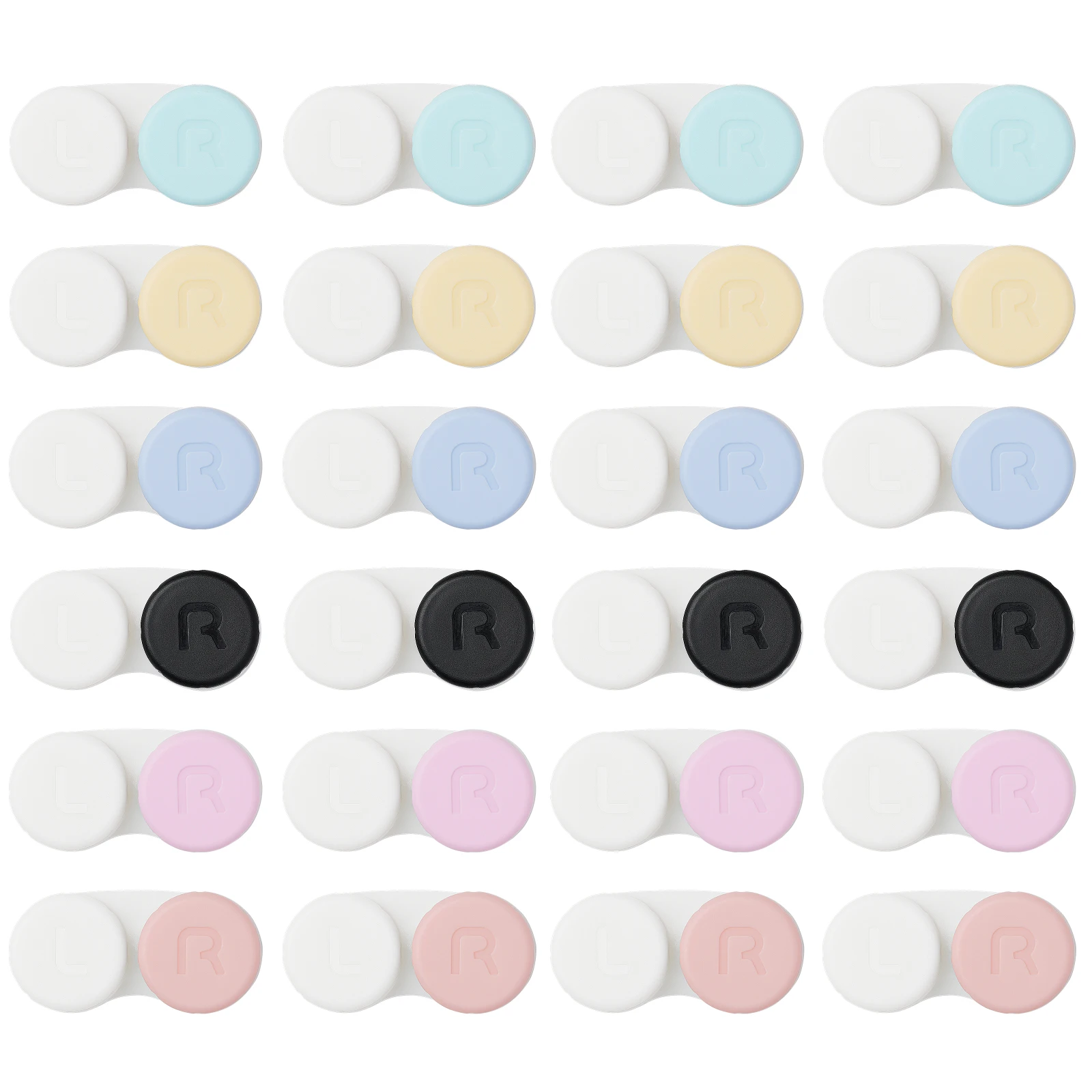 100Pcs Wholesale Contact Lens Cases Macaron 6 Mixed Colors L/R Marked Portable Leakproof Soaking Storage Box For Optical Shop