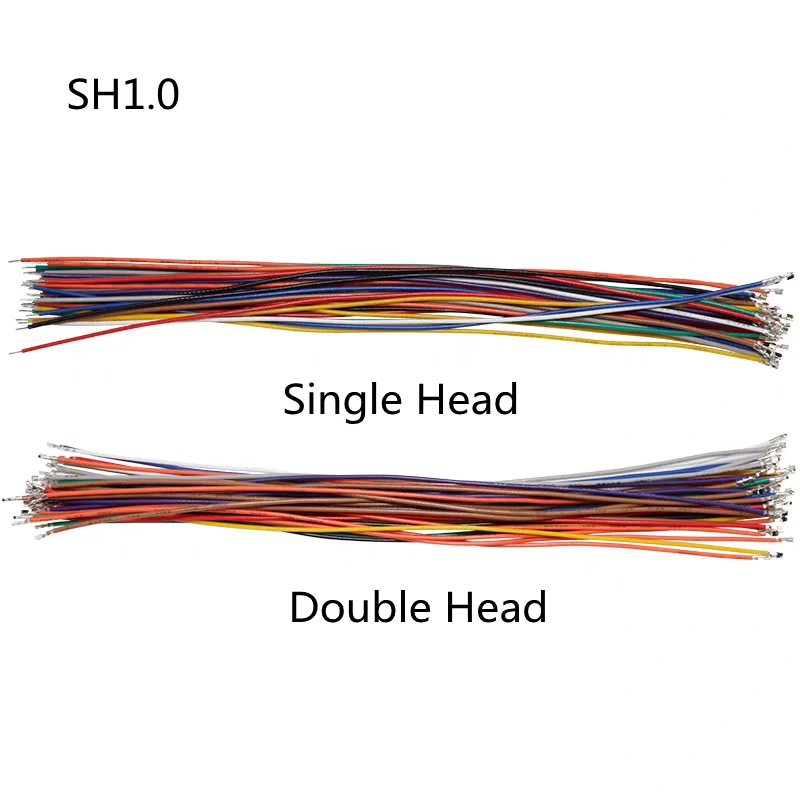 100 Piezas SH/JST/ZH/PH/XH 1.0/1.25/1.5/2.0/2.54mm Terminal de Crimpado de Cabeza Simple/Doble Cable Electrónico de PVC 10/20/30cm Sin Carcasa 5