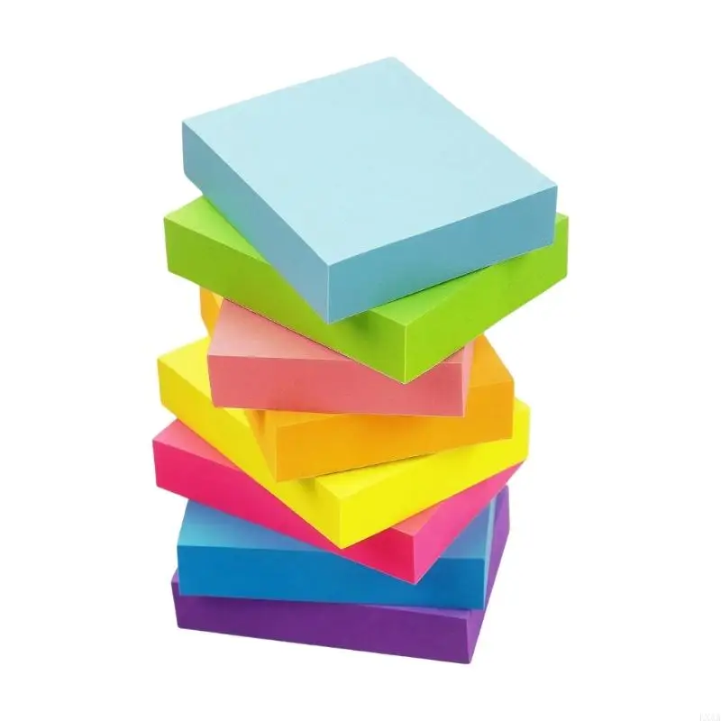 LXAA 8 Pcs Colorful Sticking Note Adhesive Memo Pads Simple Note Pad for Students