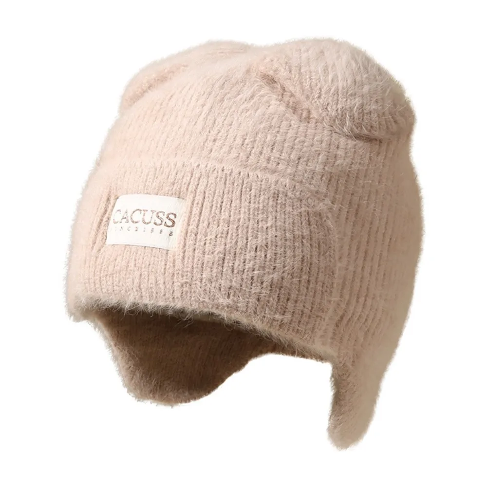 Adults White Grey Beige Pink Rabbit Fur Knit Beanie Hat 56-62cm Women Winter Warm Soft Cozy Daily Wear Classic Style New Arrival