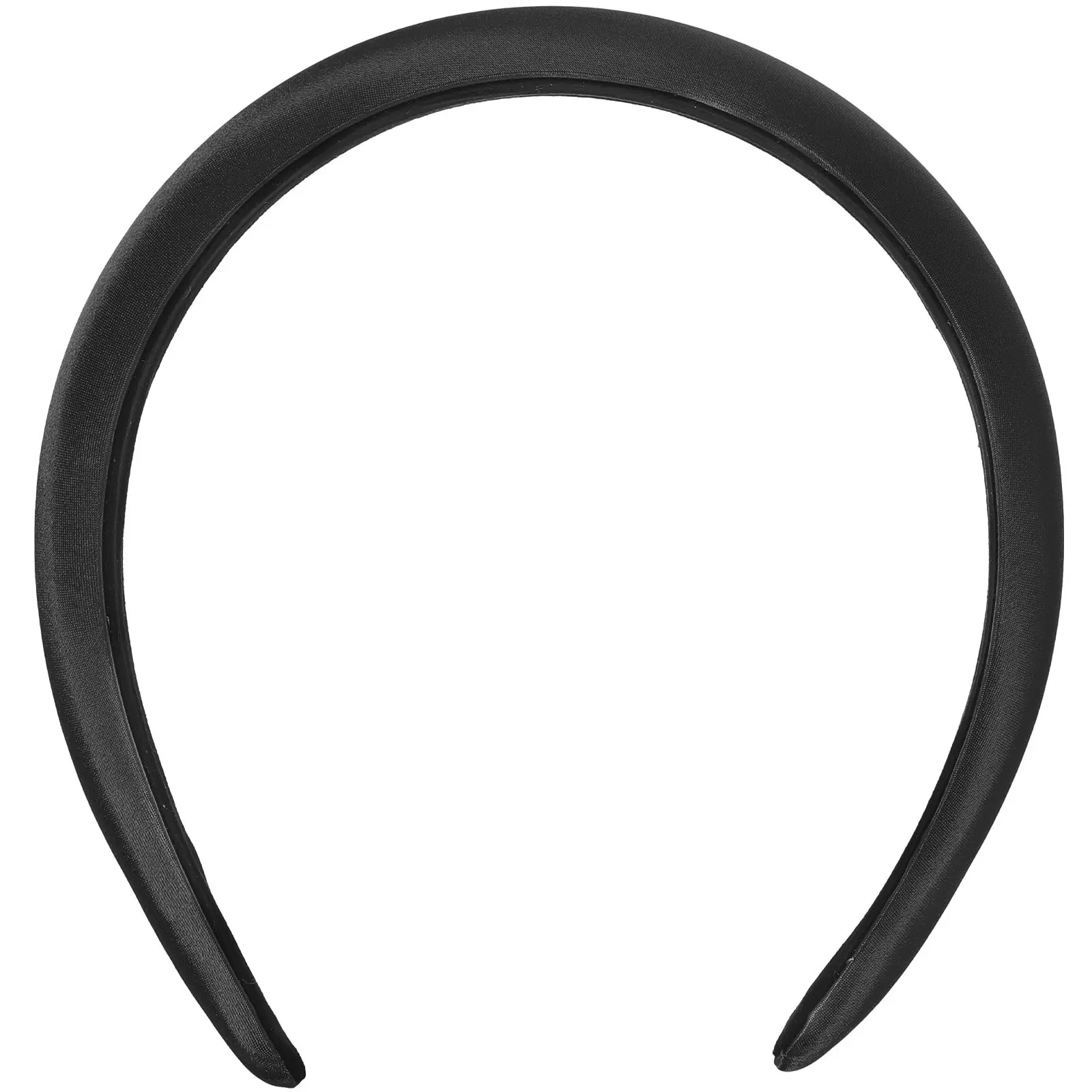 

Black Wide Satin Headband Women Thick Padded Sponge Nonslip Plain Hairband Fashion Hair Accessory for Work Holiday Ceremony