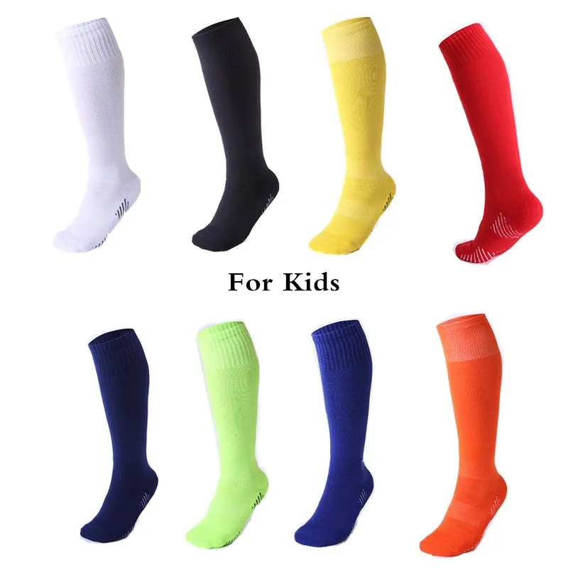 Children Professional Sports Soccer Socks Pure Color Knee-High Boy girls Deodorization Towel football compression Sock for kids