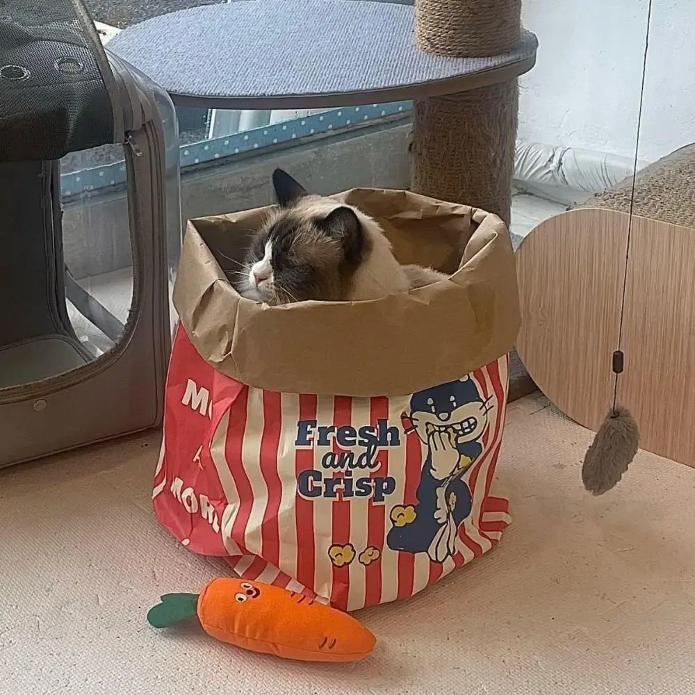 Cute Decompression Kraft Paper Cat Toy Chew Hide-and-seek Hidden Food Pet Toy Puzzle Sound Cat and Dog Kraft Paper Bag