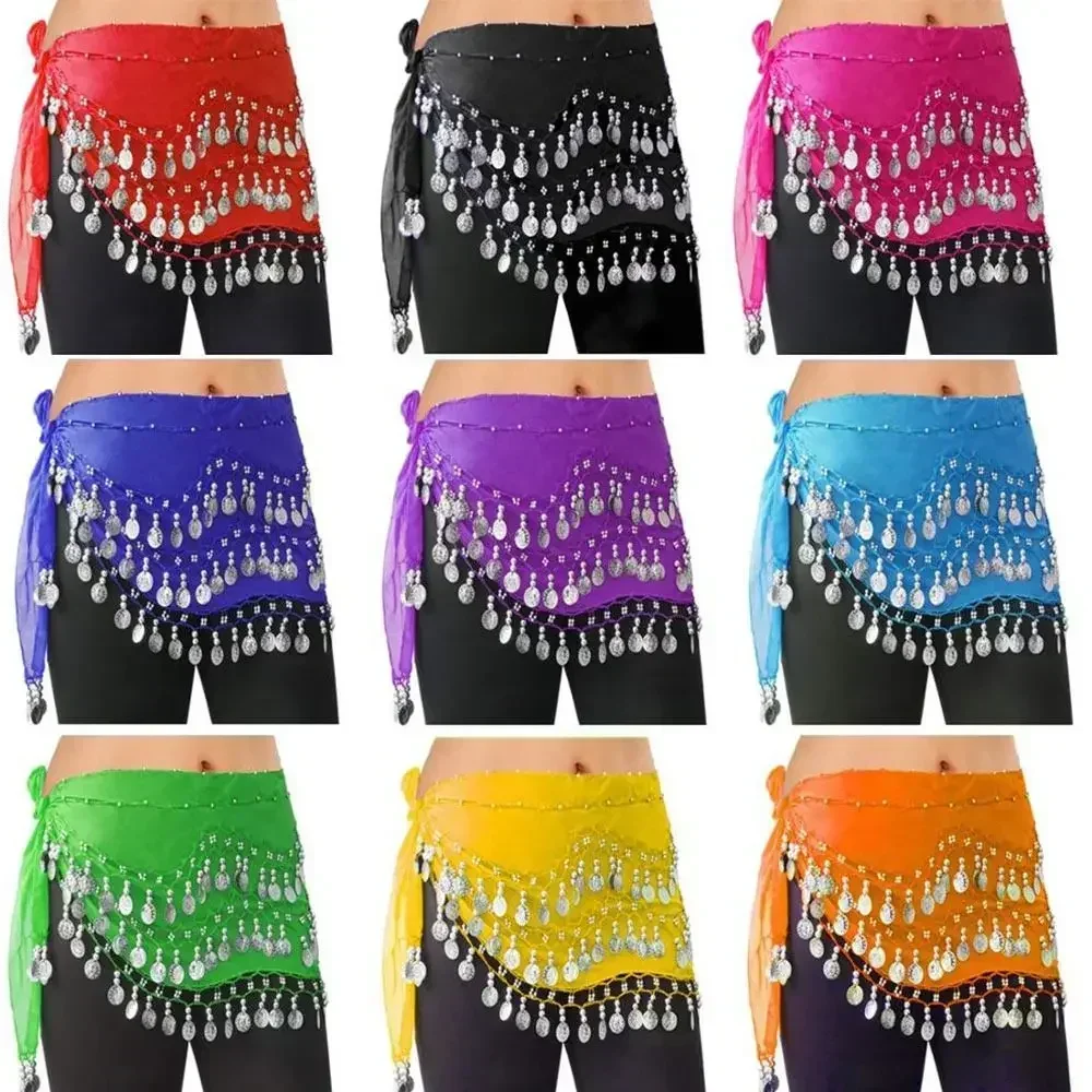 Dancer Skirt Women Sexy Belly Dance Hip Scarf Wrap Belt Dancer Skirt Show Costumes Shiny Sequins Tassels For Thailand/India/Arab