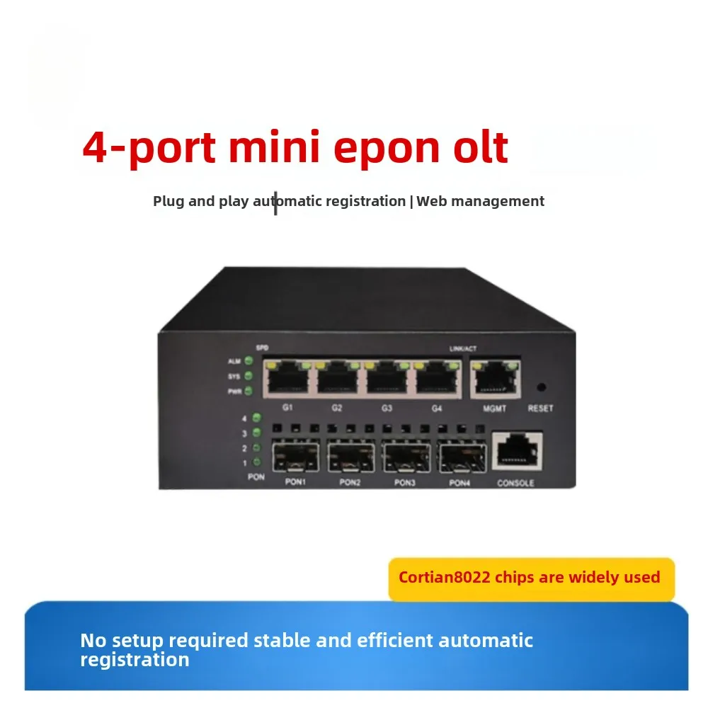 Manufacturer supplied mini 4-port EPON OLT fiber optic equipment - NF5804S Gigabit automatic registration web network management