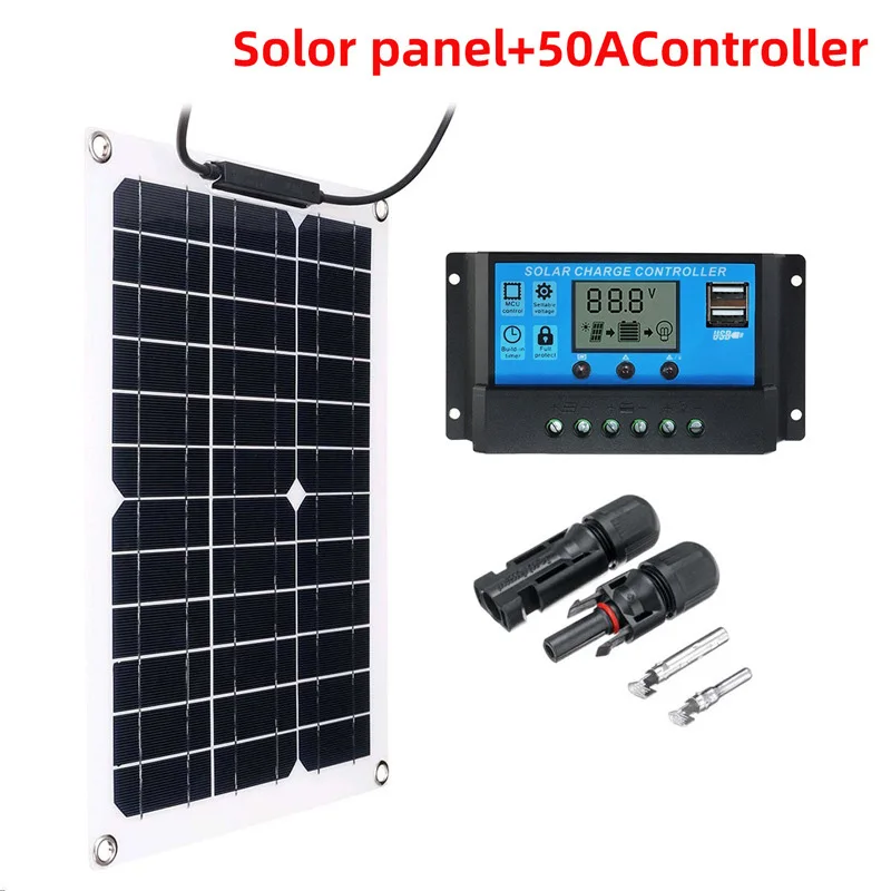 Imagem -02 - Painéis Solares Portáteis Bateria Carregador Carga Casa Kit Sistema Impermeável Carregador de Bateria Caravana Marinha 300 w 12v 50a