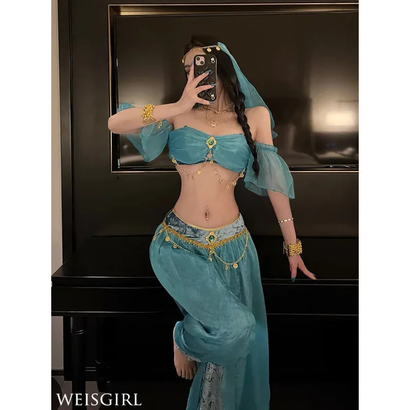 

Sexy Goddess Uniforms Cosplay Egyptian Queen's Belly Dance Aladdin Indian Dance Exotic Hotel Nightclub Clothing