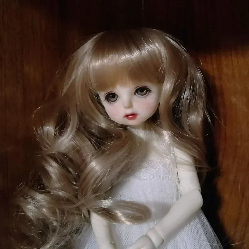BJD SD かつら高温ファイバー 1/4 1/6 1/3 1/8 1/12 フラット前髪カーリーヘア大ロールローマンカール人形かつら 24 色