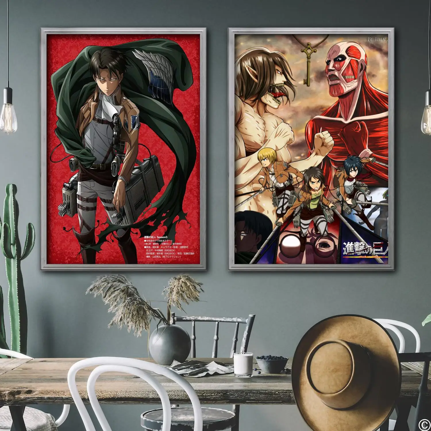 shingeki no kyojin cartoon Decorative Canvas Posters Room Bar Cafe Decor Gift Print Art Wall Paintings