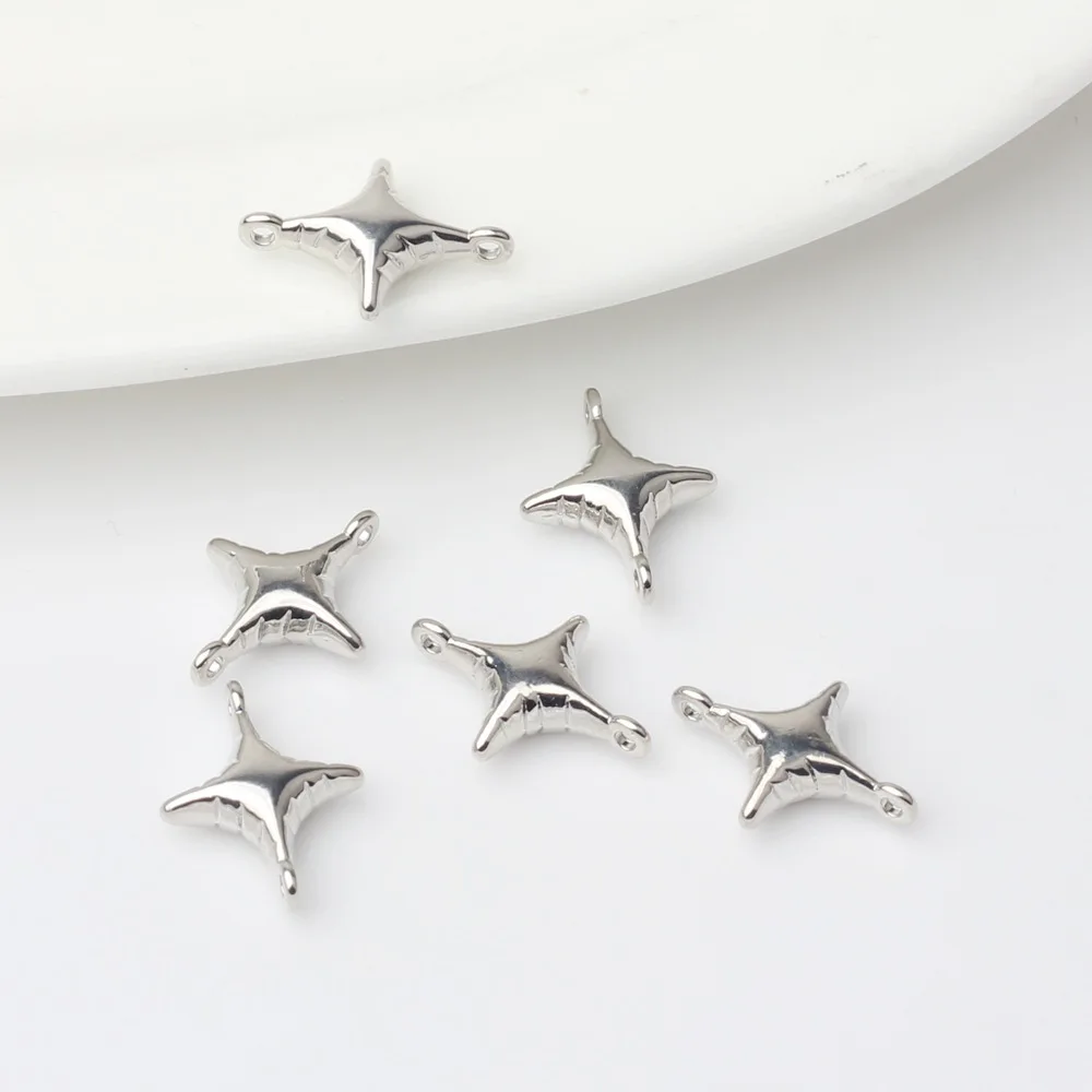 10 sztuk podwójny otwór gwiazdy zawieszki Charms do tworzenia biżuterii złącze Handmade DIY bransoletka kolczyki akcesoria naszyjnikowe