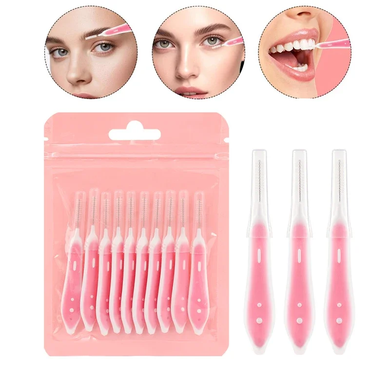 10 Pcs Eyebrow Brushes Mini Brow Lifting Brush Disposable Makeup Eyelash Tool Tooth Interdental Brush Lash Extension Supplies