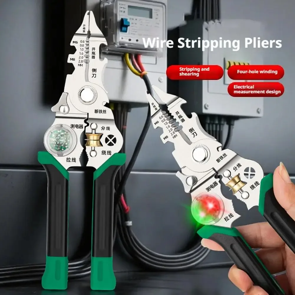 10 IN 1 multi-functional Wire Stripper with Electricity Measurement Plier for Cutting Pulling Wires Cable Electrician Scissors
