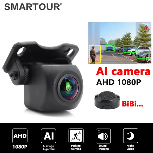 Cámara de respaldo Smartour AI AHD 1080P con altavoz Automotiva AHD vista trasera inteligencia Artificial gran angular alarma BIBI marcha atrás