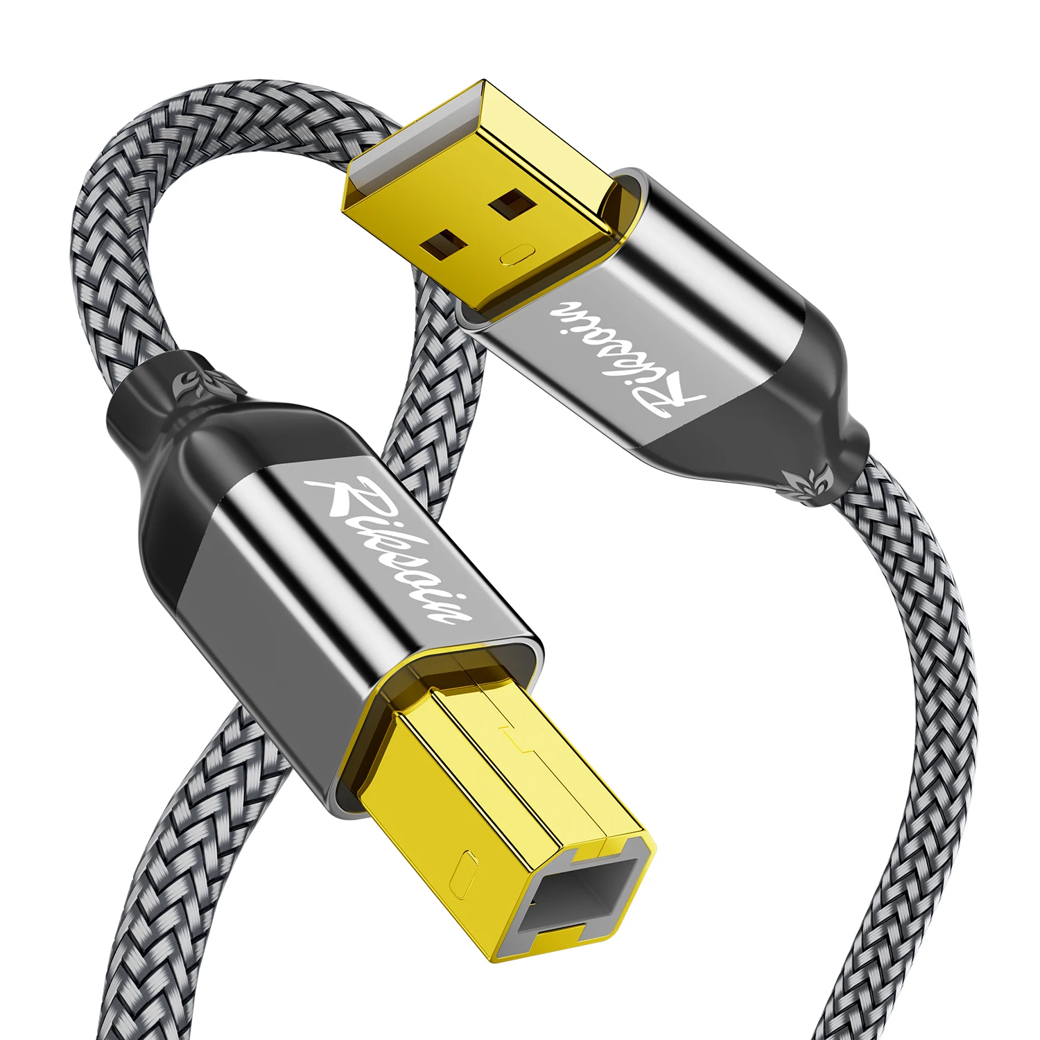 RIKSOIN USB A to Type B 2.0 Printer Cable, High Speed Data & Power Cord for Computer Laptop to Printer/Scanner/MIDI Keyboard