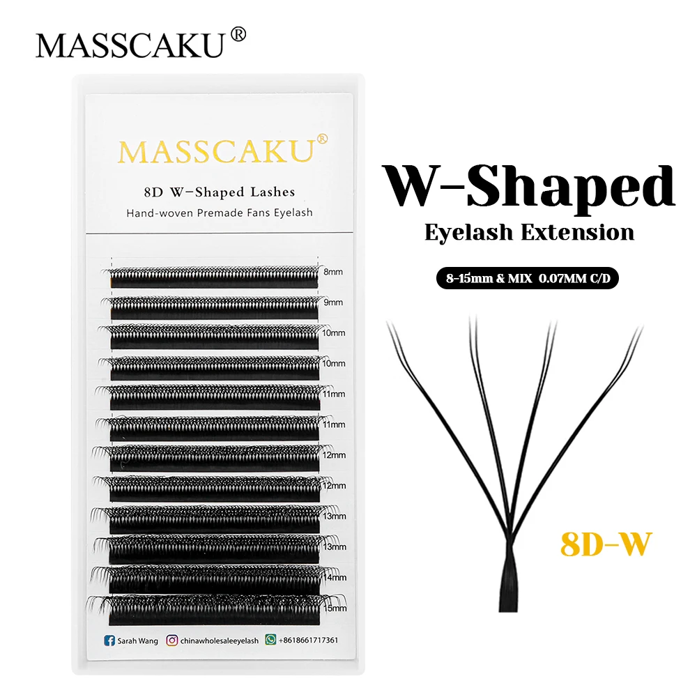 

New Arrival MASSCAKU 6D/8D/9D WW Shaped Premade Fans Eyelashes Individual Fast Grafting W Style Russian Volume Lashes Supplies