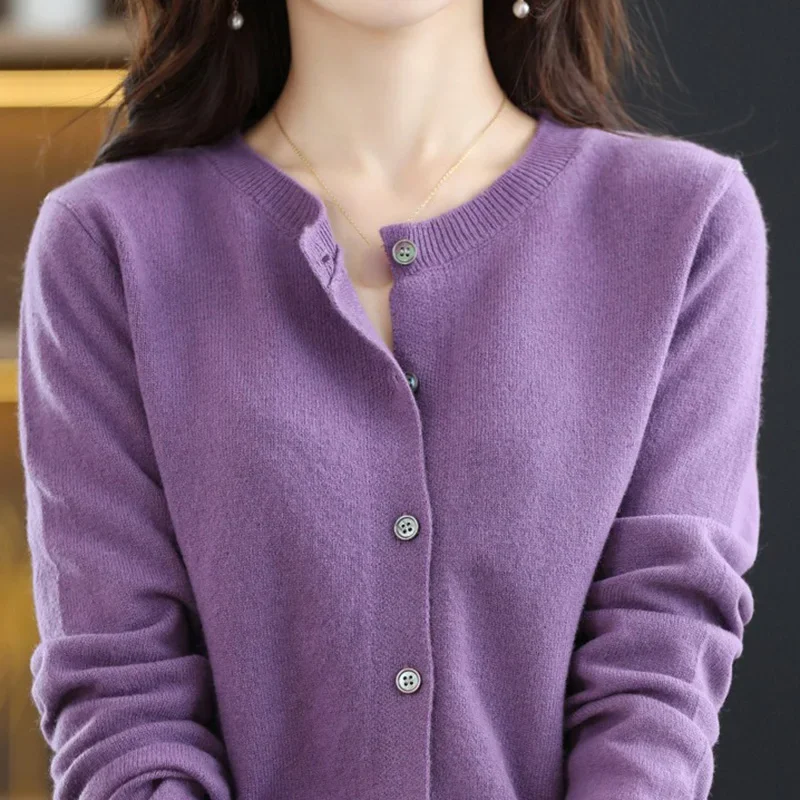 Autumn Winter Round Neck Women Sweaters Classic Basic Solid Knitted Tops Cardigan Pullover Korean Version Sweaters Soft Clothes