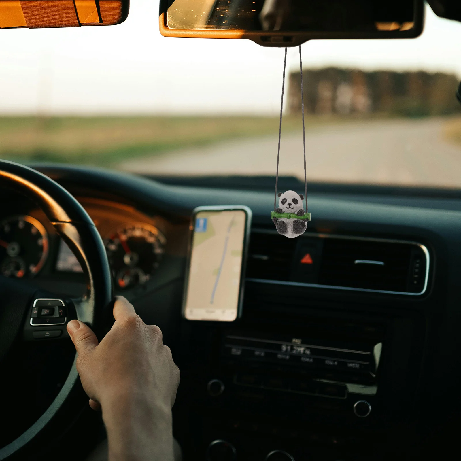 

Cute Panda Car Hanging Ornament Pendants Decor Accessories Rearview Mirror Durable Cartoon Stress Relief Gift Car Charm