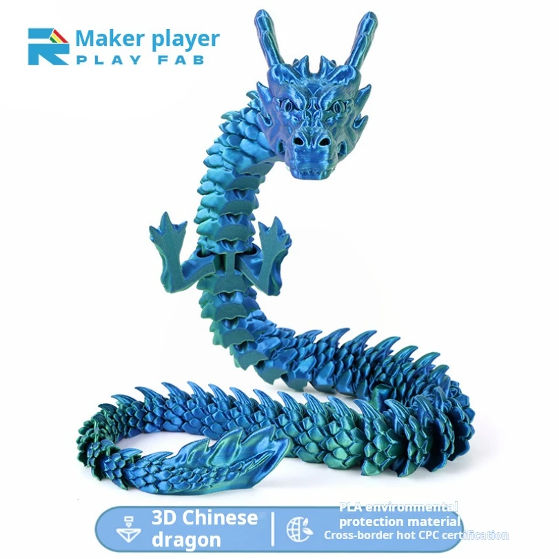 

3D Printed Chinese Dragon Model Joint Movable Toy Ornament Internet Famous Creative Model Figurine Activity Toy
