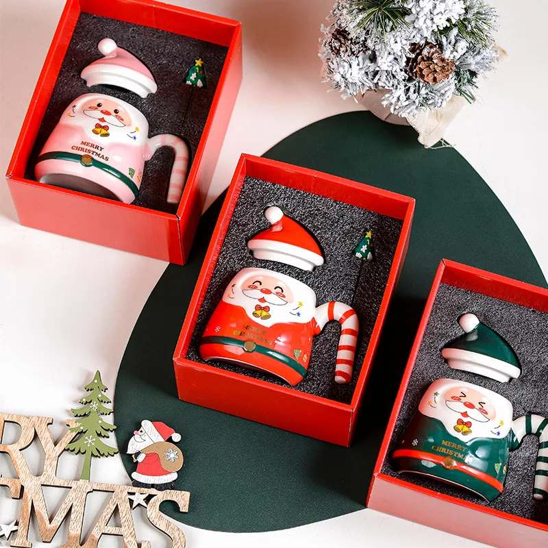 Creative cartoon Santa Claus ceramic cup, internet famous and cute hand colored water cup