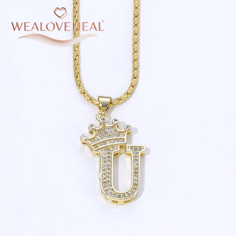 18K Vergoldete A-Z Kronen-Initial-Halskette, Iced Out CZ 26 Buchstaben-Anhänger-Kette, Personalisierter Hip-Hop-Schmuck Geschenk für Ihn und Sie – Detail 39
