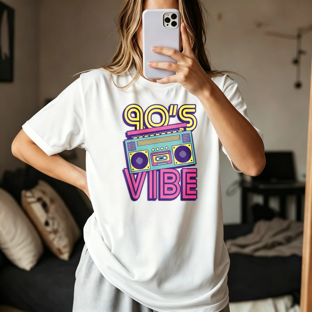 90s Vibe Music Lover Tape Sound Recorder Graphic Printed Classics T-Shirt Old School Fashion Loose Casual Harajuku Clothing