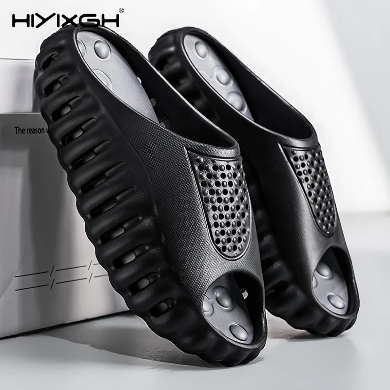 

Spring Summer New Men's Indoor Outdoor Massage Slippers Comfortable Slides Casual Beach Sandals Non-slip Male Home Slippers