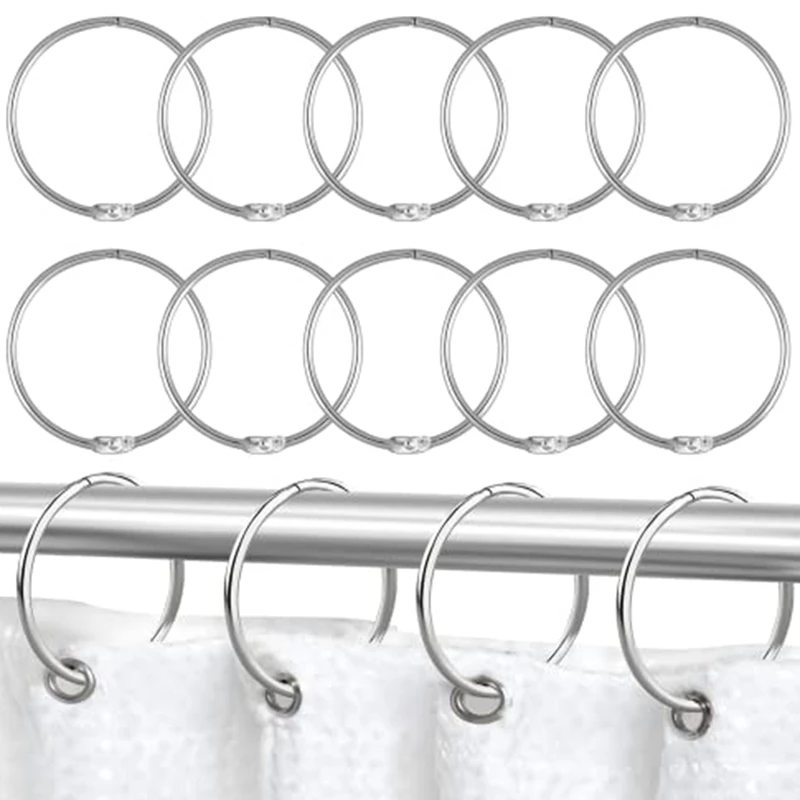 30 Pieces Of Shower Curtain Ring 5Cm Inner Diameter Circle Shower Curtain Hanging Ring Stainless Steel Metal Hook