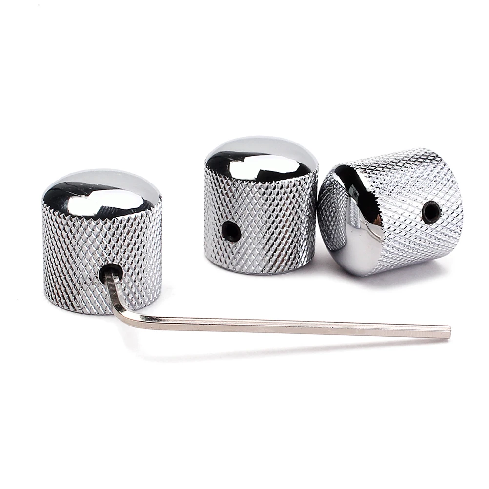 

3 Pcs Knob Chrome Volume Electric Guitar Knobs Accessories Bass Tone Control Dome