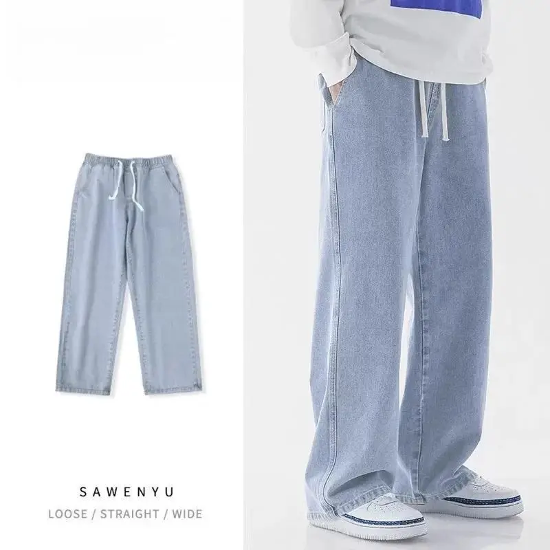 

Casual Outdoor Men's Jeans Elastic Waist Loose Fit Long Pants Comfortable Breathable Stretchy Fabric Men's Winter Jeans