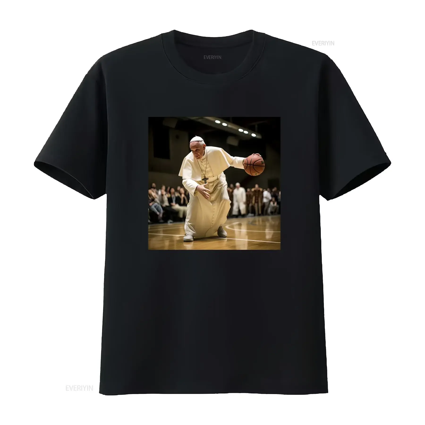 The pope basketball pose T Shirt Funny meme Francis basketballing aura vintage Washed Slightly Stretched Soft streetwear